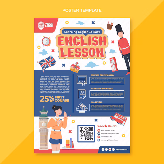 Poster quảng cáo trung tâm tiếng Anh: Thiết kế ấn tượng, thu hút học viên Thiết kế poster quảng cáo trung tâm tiếng Anh ấn tượng