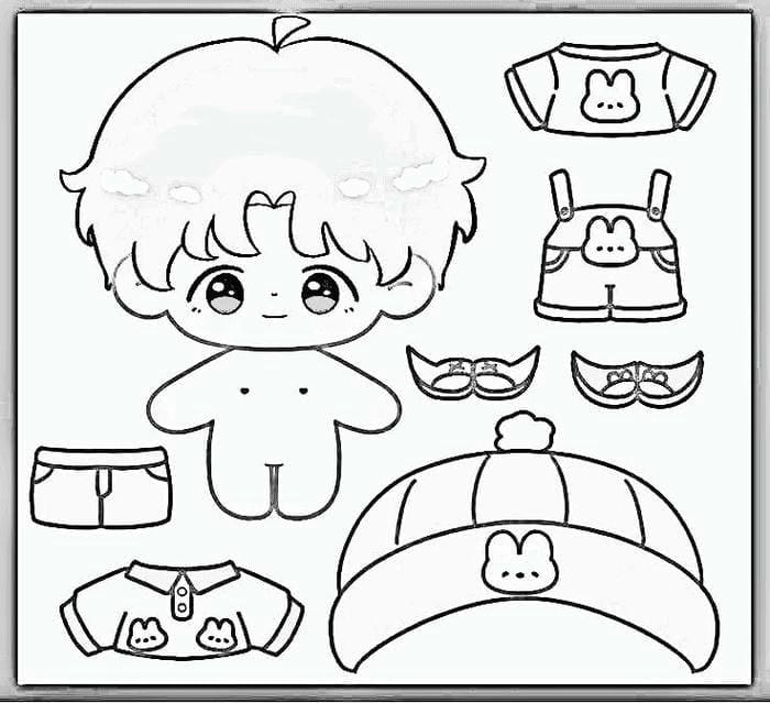 In Tranh Tô Màu Búp Bê Giá Rẻ Cho Bé Yêu Tranh tô màu paper doll chibi đáng yêu