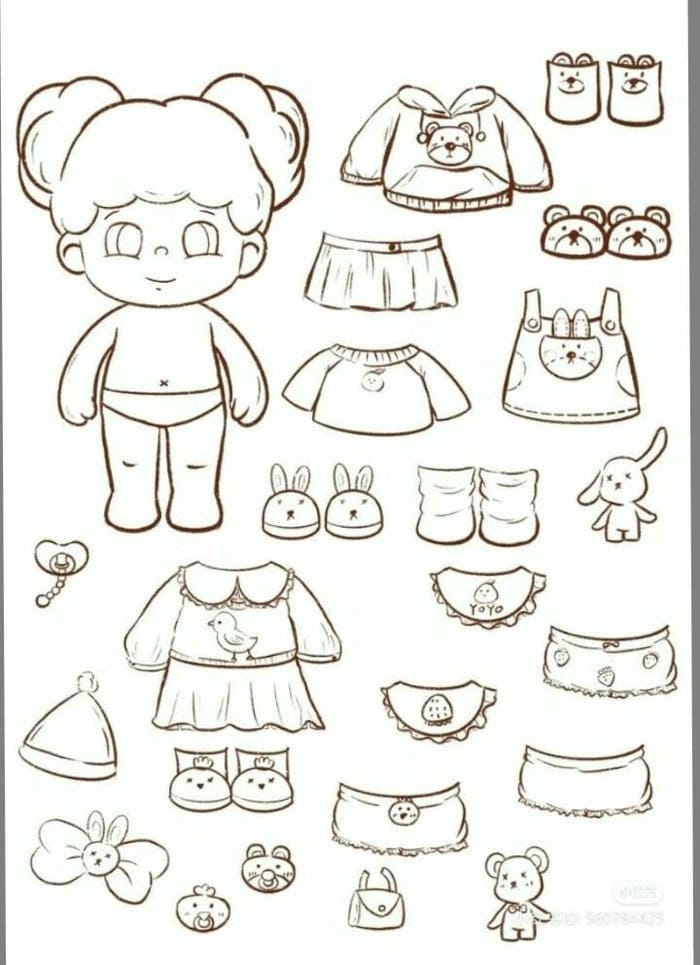 In Tranh Tô Màu Búp Bê Giá Rẻ Cho Bé Yêu Ảnh tranh tô màu búp bê chibi giấy thay đồ