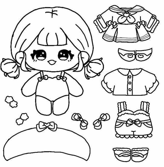 In Tranh Tô Màu Búp Bê Giá Rẻ Cho Bé Yêu Ảnh tranh tô màu búp bê chibi thay đồ