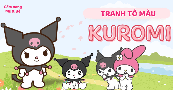 Bé gái đang tô màu tranh Kuromi đáng yêu